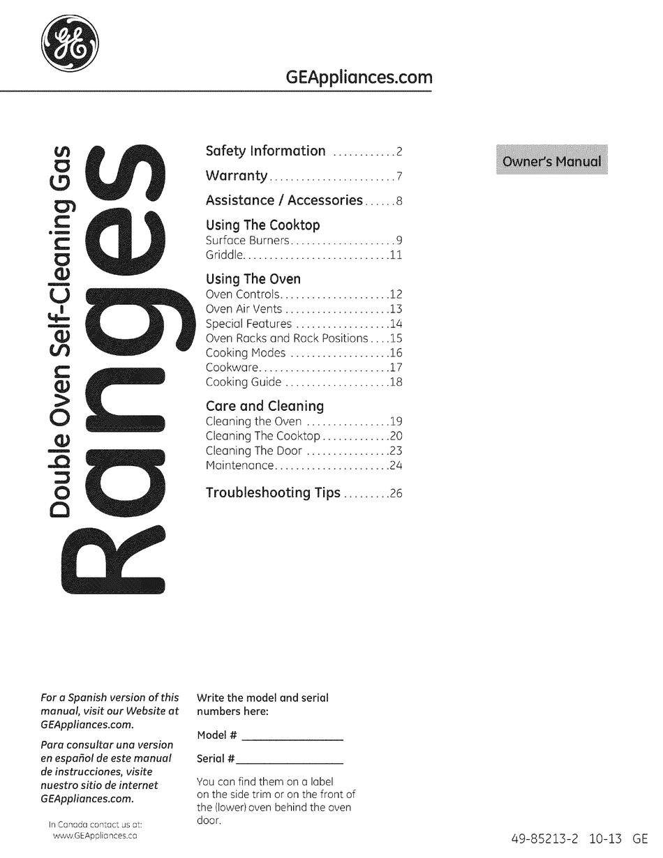 GE PGB950SEF1SS OWNER'S MANUAL Pdf Download | ManualsLib