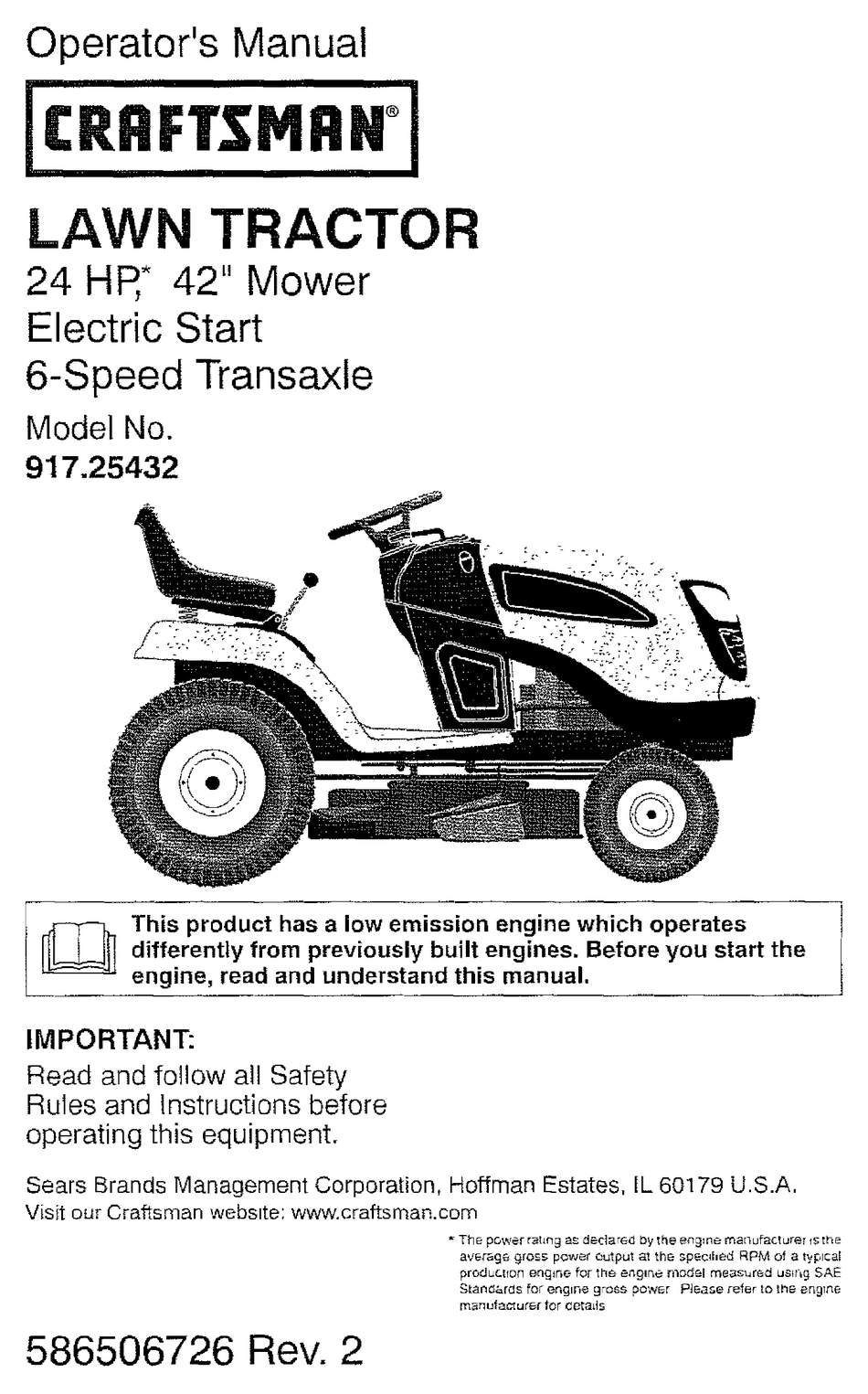 Craftsman 917.25432 Operator's Manual Pdf Download 