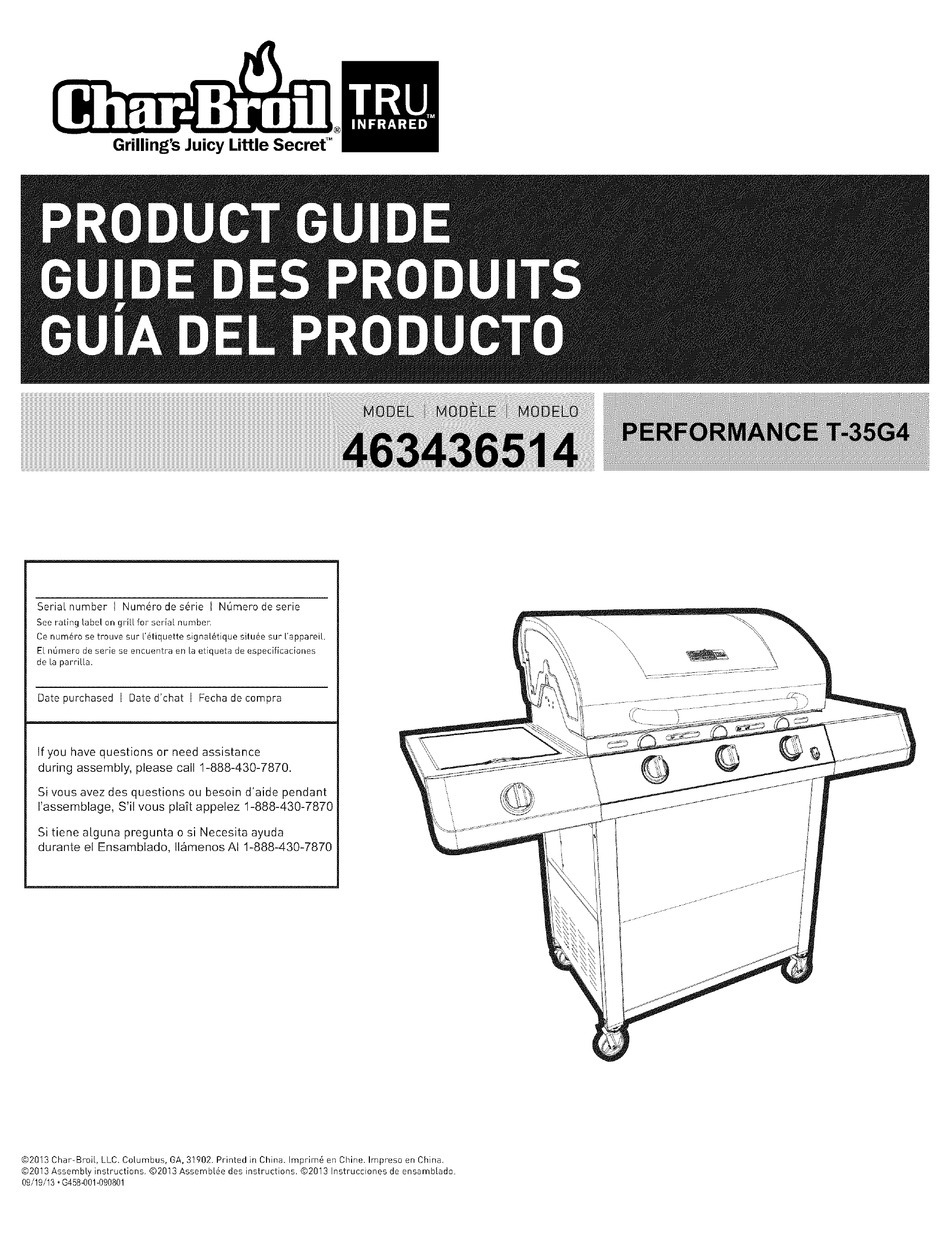 CHAR BROIL 463436514 PRODUCT MANUAL Pdf Download ManualsLib