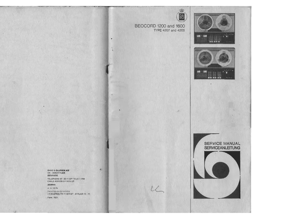 Bang & Olufsen Beocord 1200 Service Manual Pdf Download 