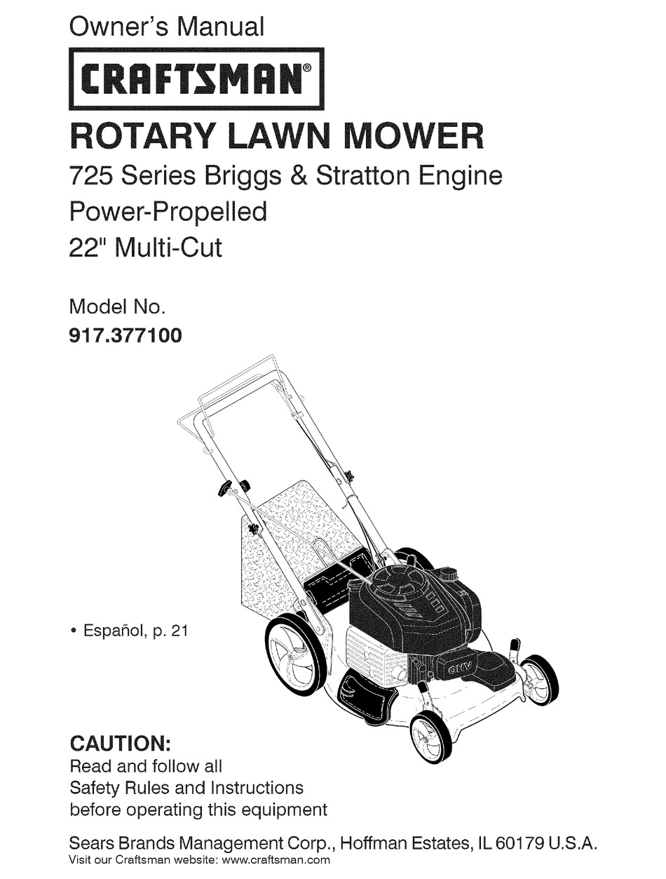 CRAFTSMAN 917.377100 OWNER'S MANUAL Pdf Download | ManualsLib