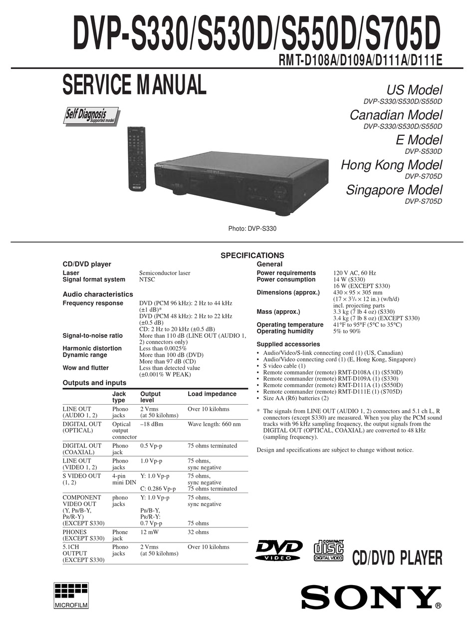 Sony Dvp S530d Service Manual Pdf Download Manualslib