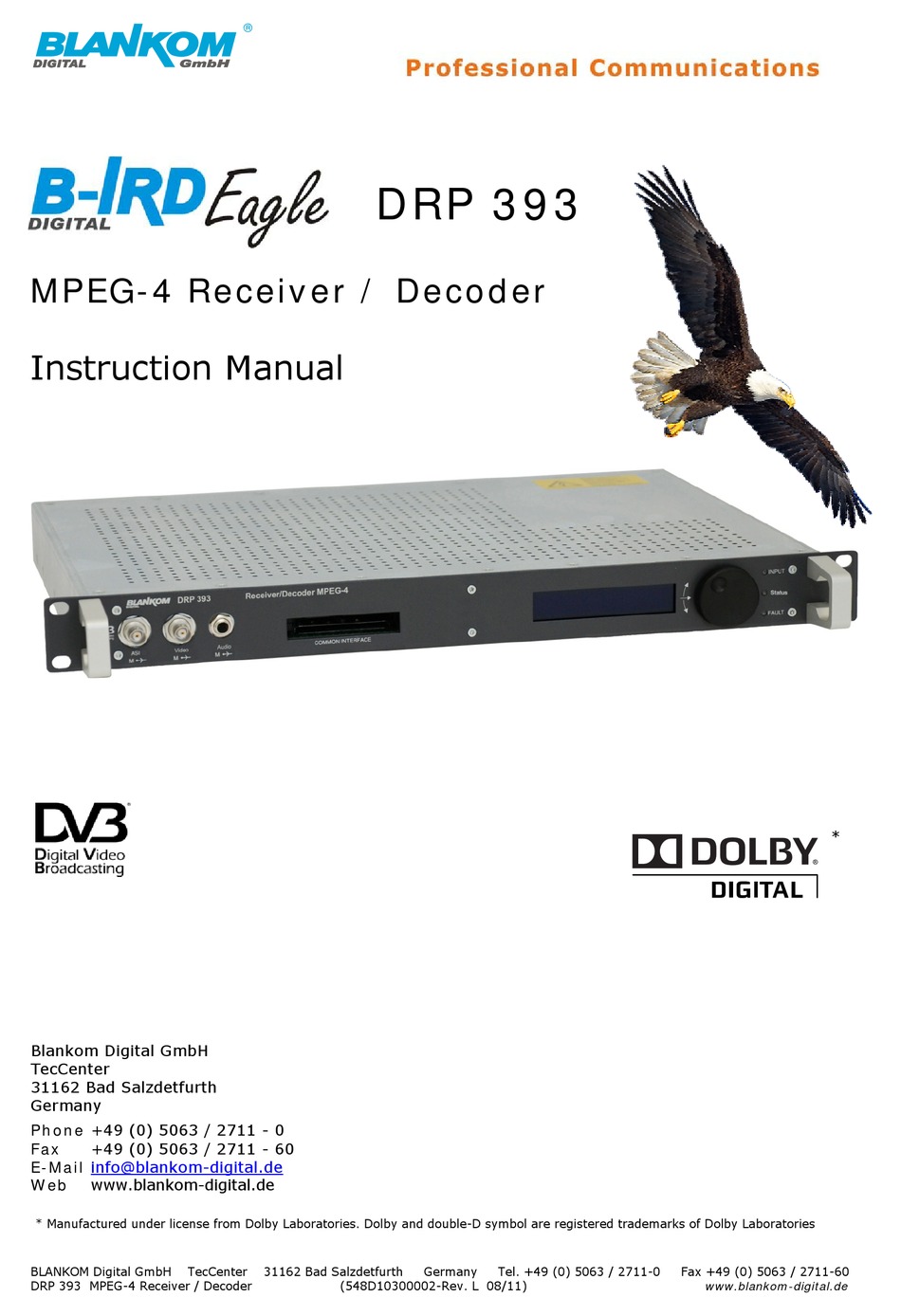 BLANKOM DRP 393 B-IRD EAGLE INSTRUCTION MANUAL Pdf Download | ManualsLib