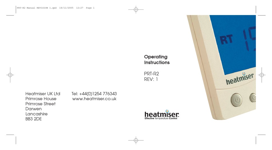 HEATMISER PRTR2 OPERATING INSTRUCTIONS MANUAL Pdf Download ManualsLib