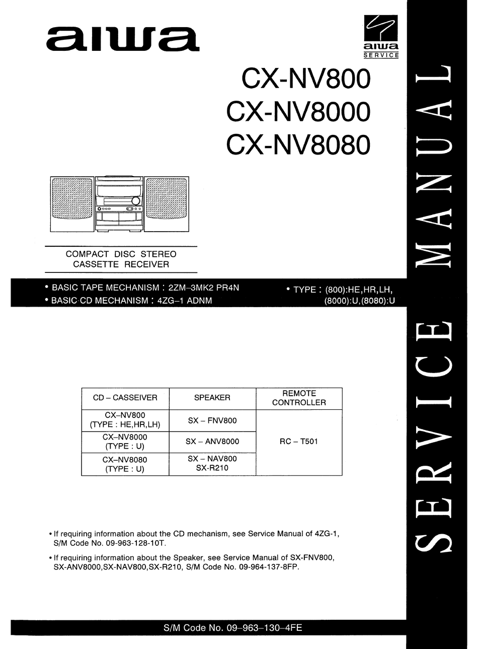 AIWA CXNV800 SERVICE MANUAL Pdf Download ManualsLib