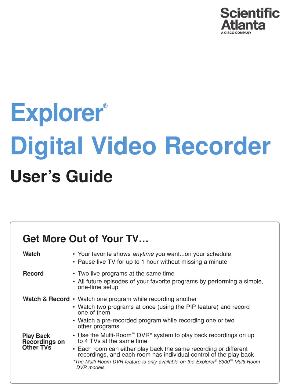 SCIENTIFIC ATLANTA EXPLORER USER MANUAL Pdf Download ManualsLib