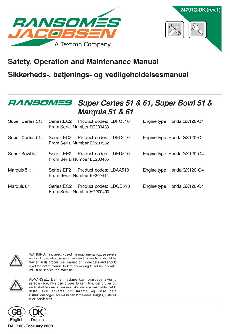 RANSOMES SUPER CERTES 51 SAFETY, OPERATION AND MAINTENANCE MANUAL Pdf