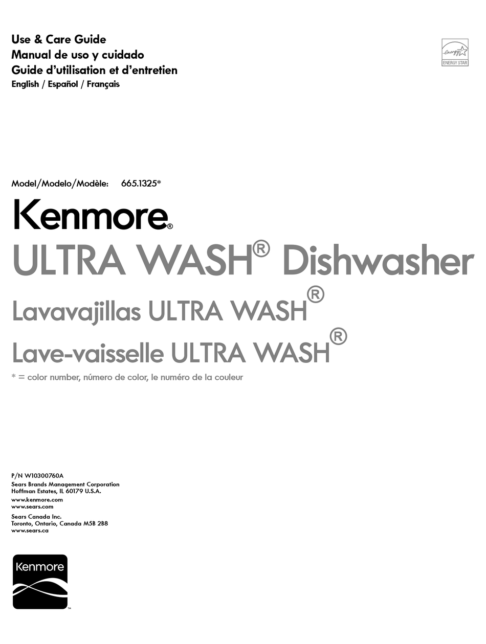 KENMORE ULTRA WASH 665.1325 SERIES USE & CARE MANUAL Pdf Download