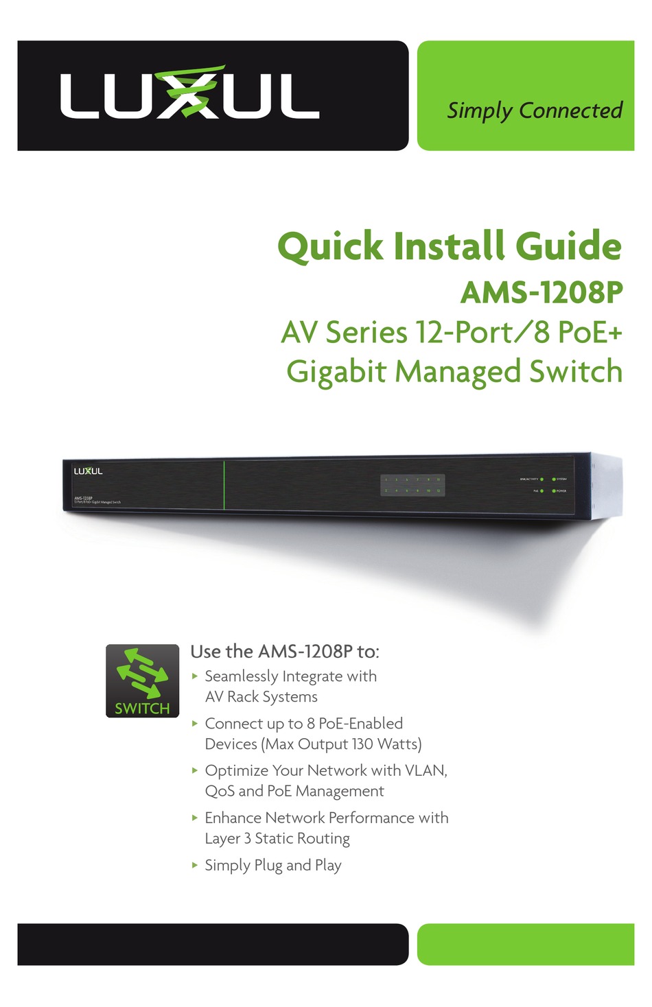 LUXUL AMS1208P QUICK INSTALL MANUAL Pdf Download ManualsLib