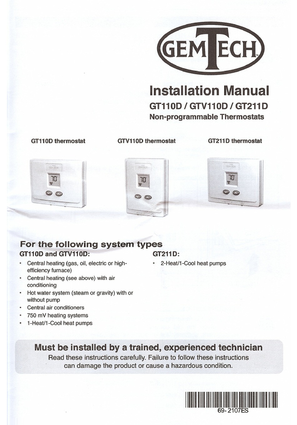 GEMTECH GT110D INSTALLATION MANUAL Pdf Download ManualsLib