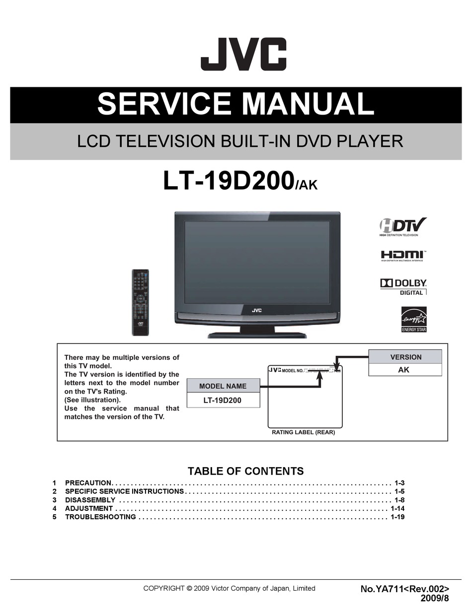 JVC LT-19D200 SERVICE MANUAL Pdf Download | ManualsLib