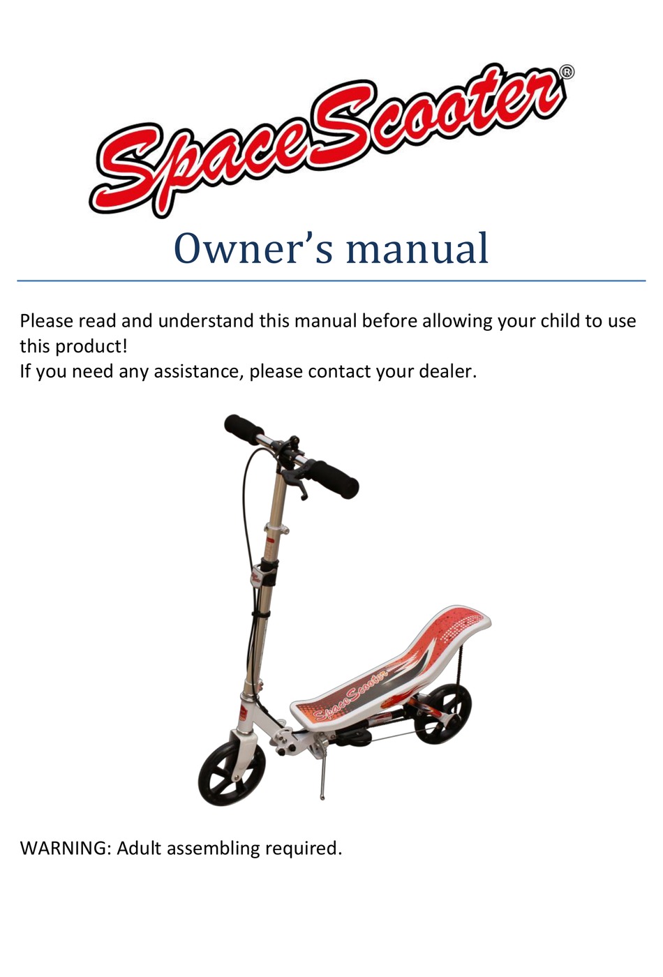 SPACE SCOOTER X580 OWNER'S Download ManualsLib