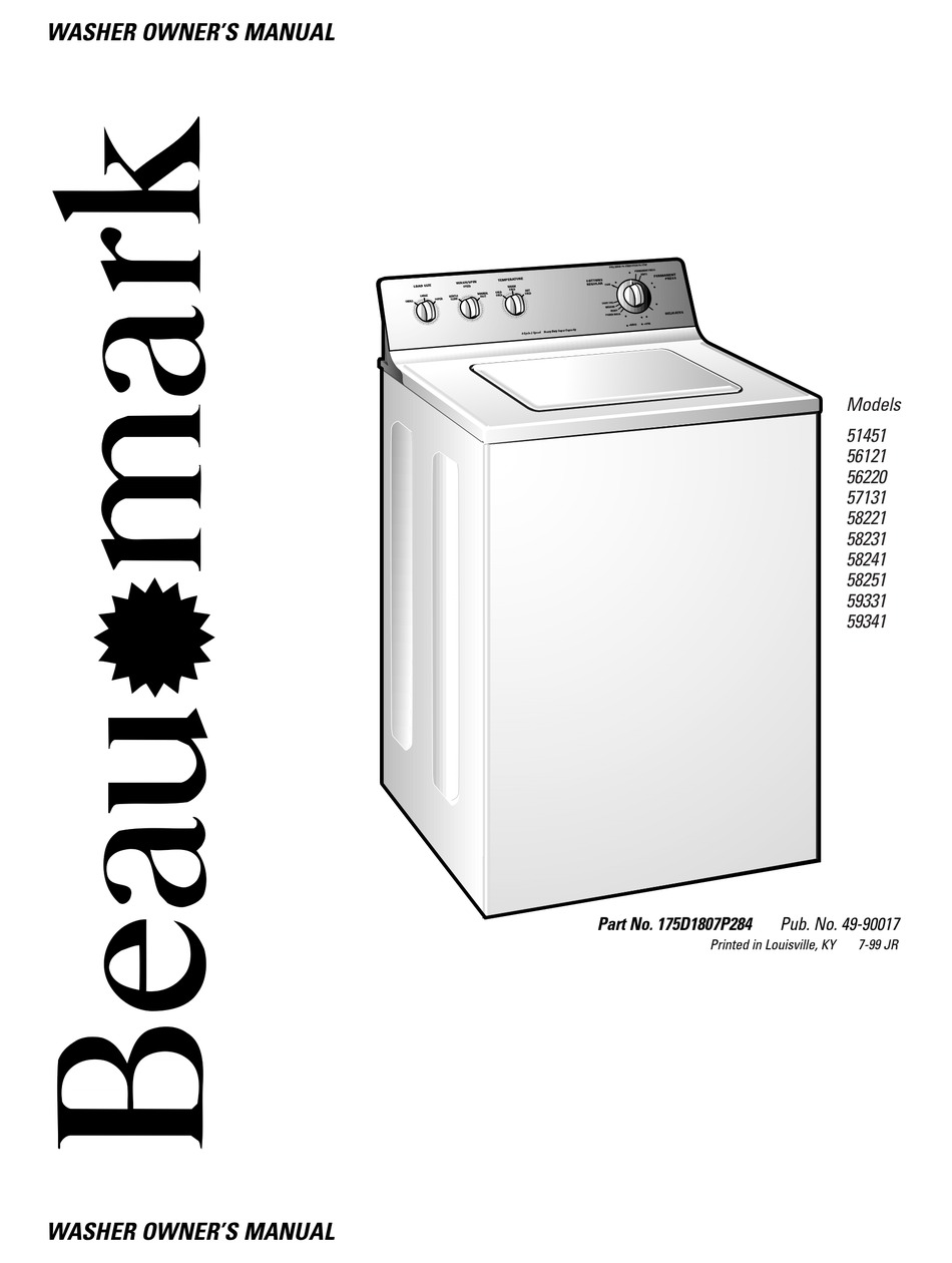 beaumark whisper wash 1 manual