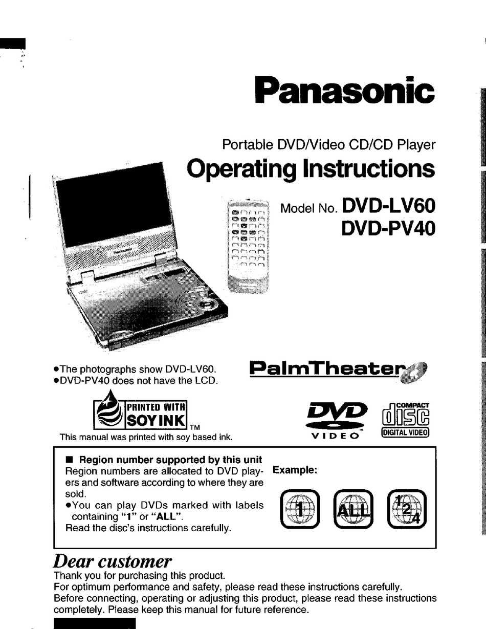 PANASONIC DVDLV60 OPERATING INSTRUCTIONS MANUAL Pdf Download ManualsLib