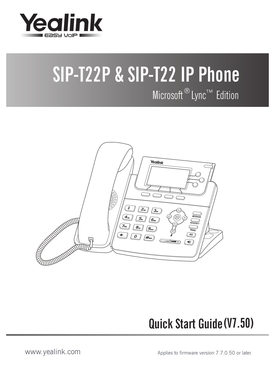 YEALINK SIP-T22P QUICK START MANUAL Pdf Download | ManualsLib