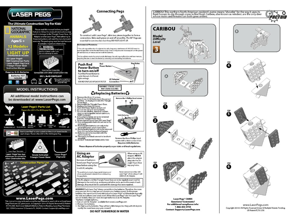 LASER PEGS NG200 ANIMALS CARIBOU MODEL INSTRUCTIONS Pdf Download |