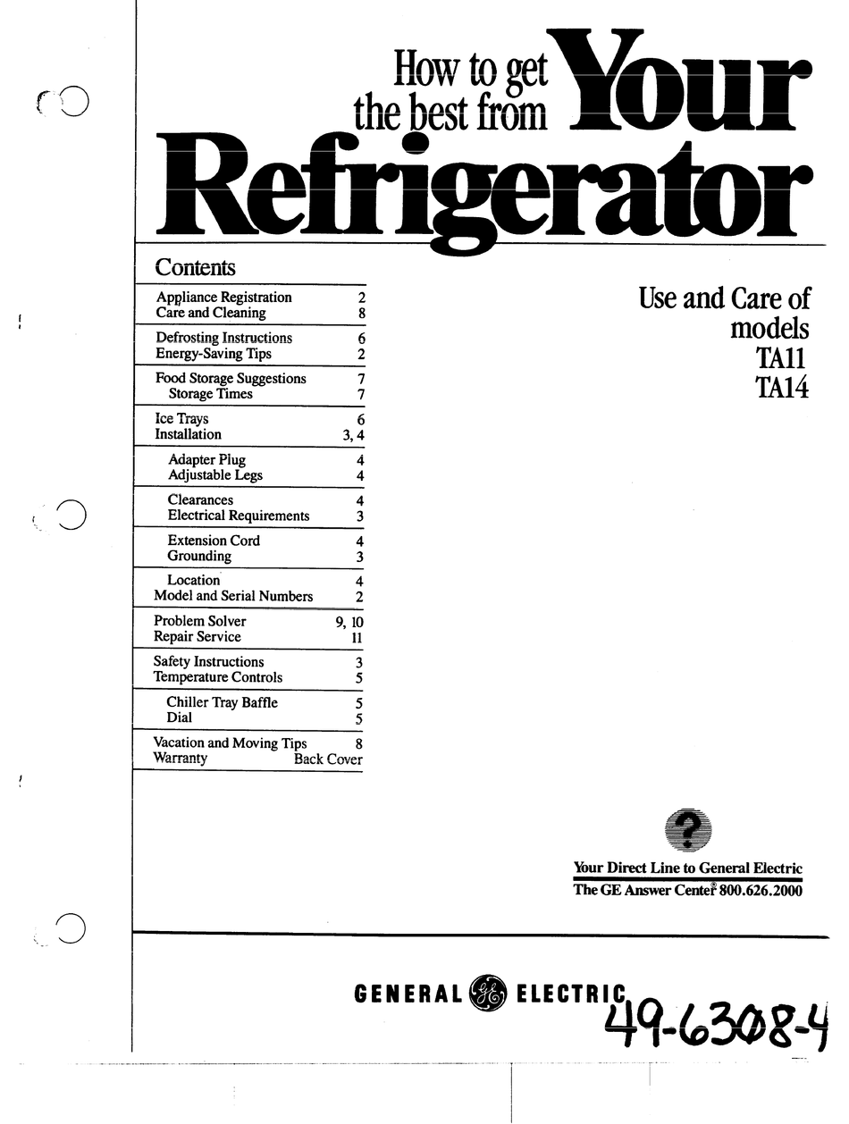 general electric refrigerator serial number