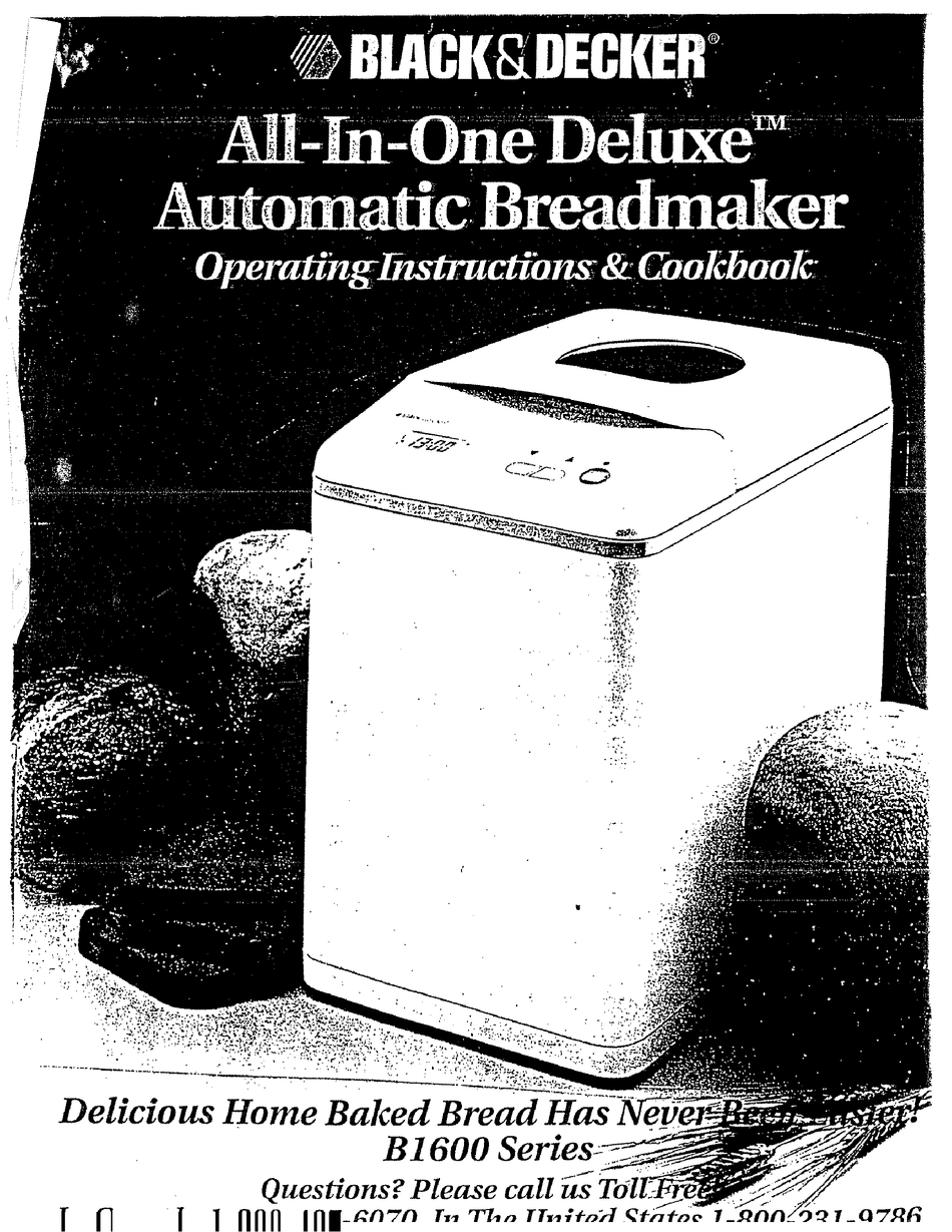 Black /& Decker Bread Machine Manual  B1650 B1800 B2000 B2005 B2200 B2250 B2300
