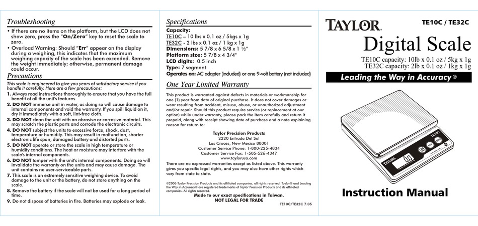 User manual Taylor 577141933F (English - 10 pages)