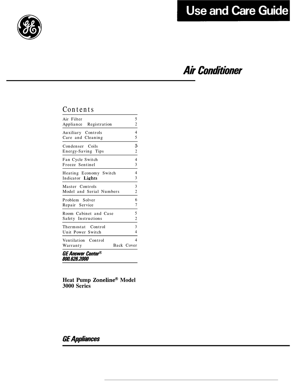 GE ZONELINE 3000 SERIES USE AND CARE MANUAL Pdf Download ManualsLib