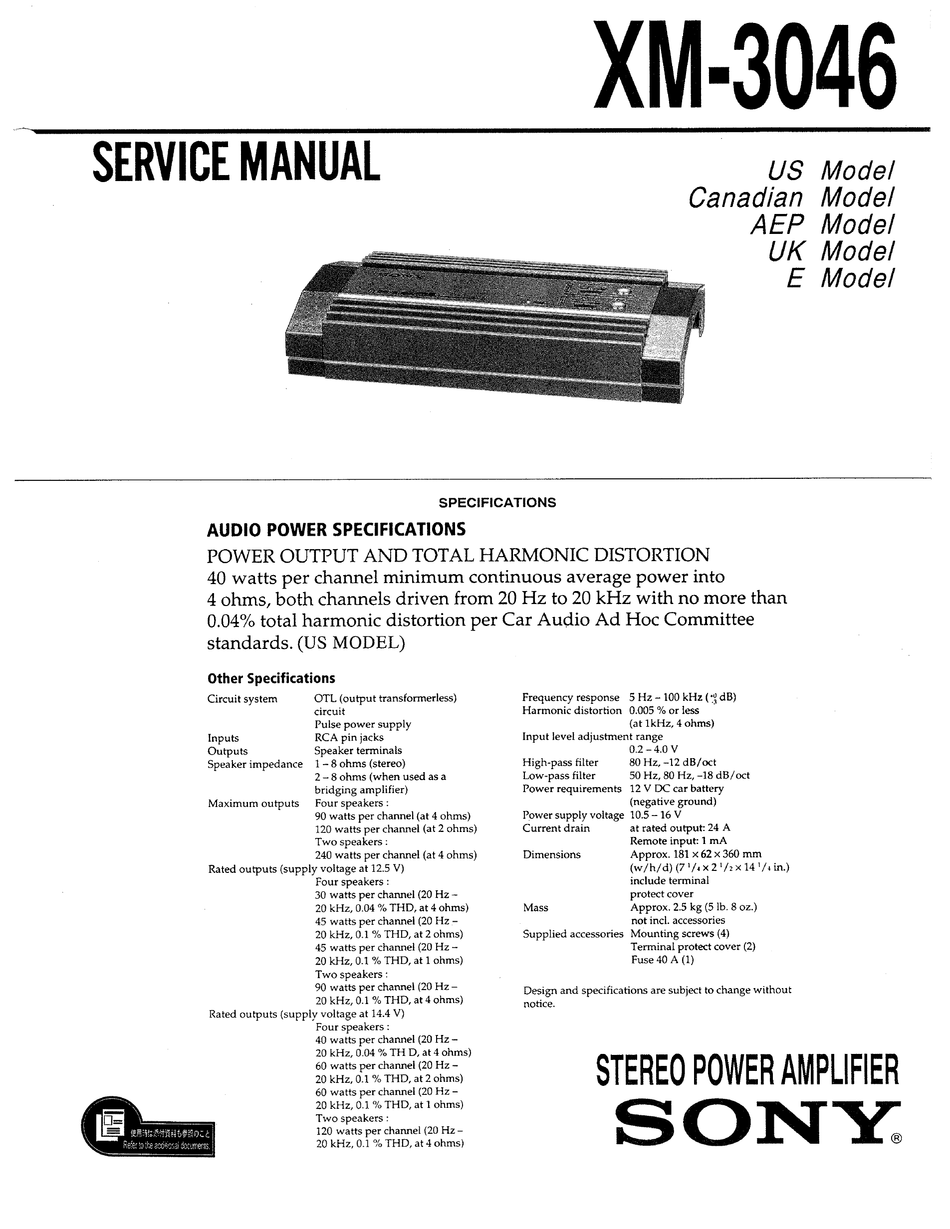 SONY XM3046 SERVICE MANUAL Pdf Download ManualsLib