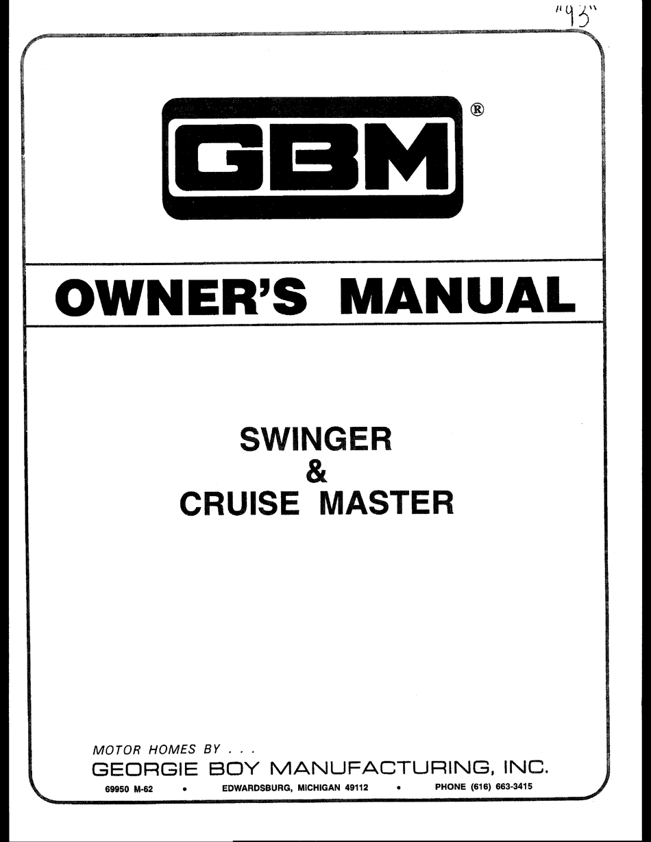 GBM SWINGER OWNERS MANUAL Pdf Download ManualsLib
