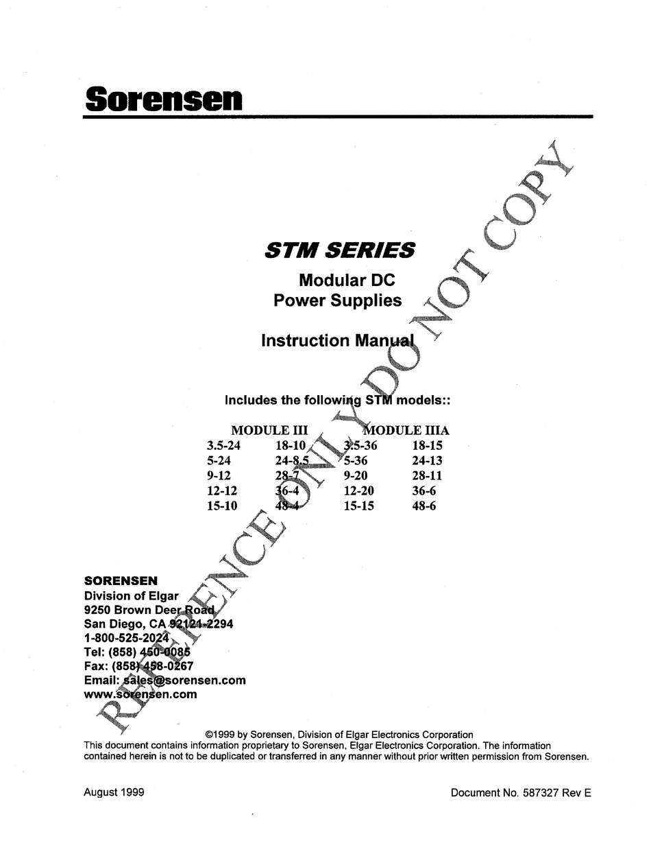 SORENSEN STM SERIES INSTRUCTION MANUAL Pdf Download | ManualsLib