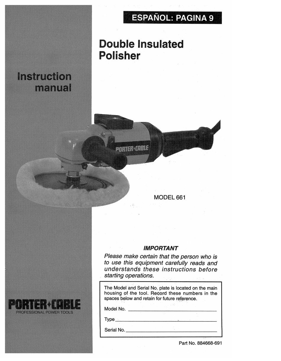 Porter Cable 661 Instruction Manual Pdf Download Manualslib