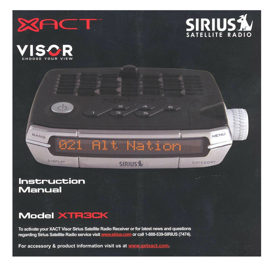 SIRIUS SATELLITE RADIO XTR3CK INSTRUCTION MANUAL Pdf Download ManualsLib