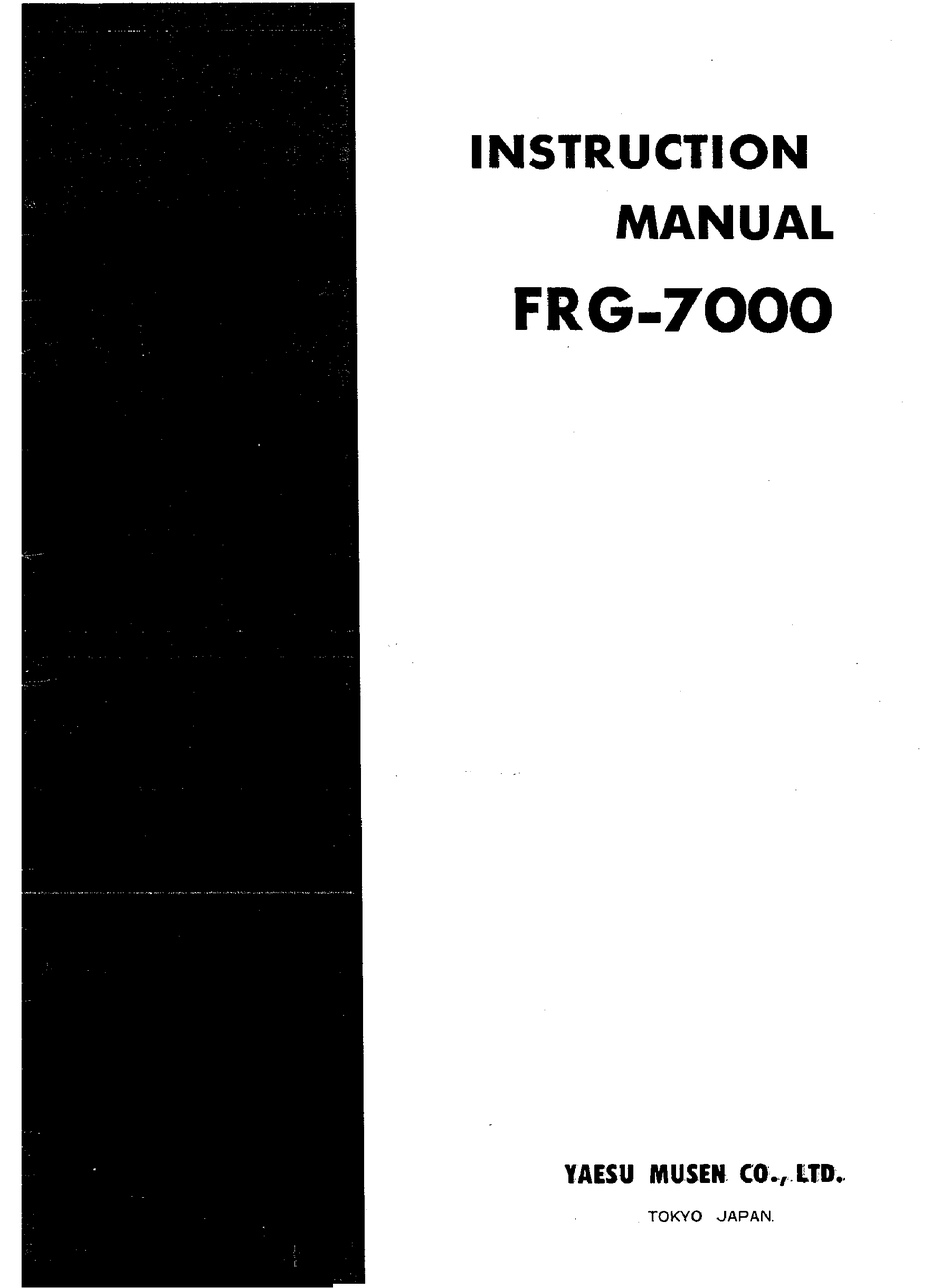 Yaesu Frg 7000 Instruction Manual Pdf Download Manualslib