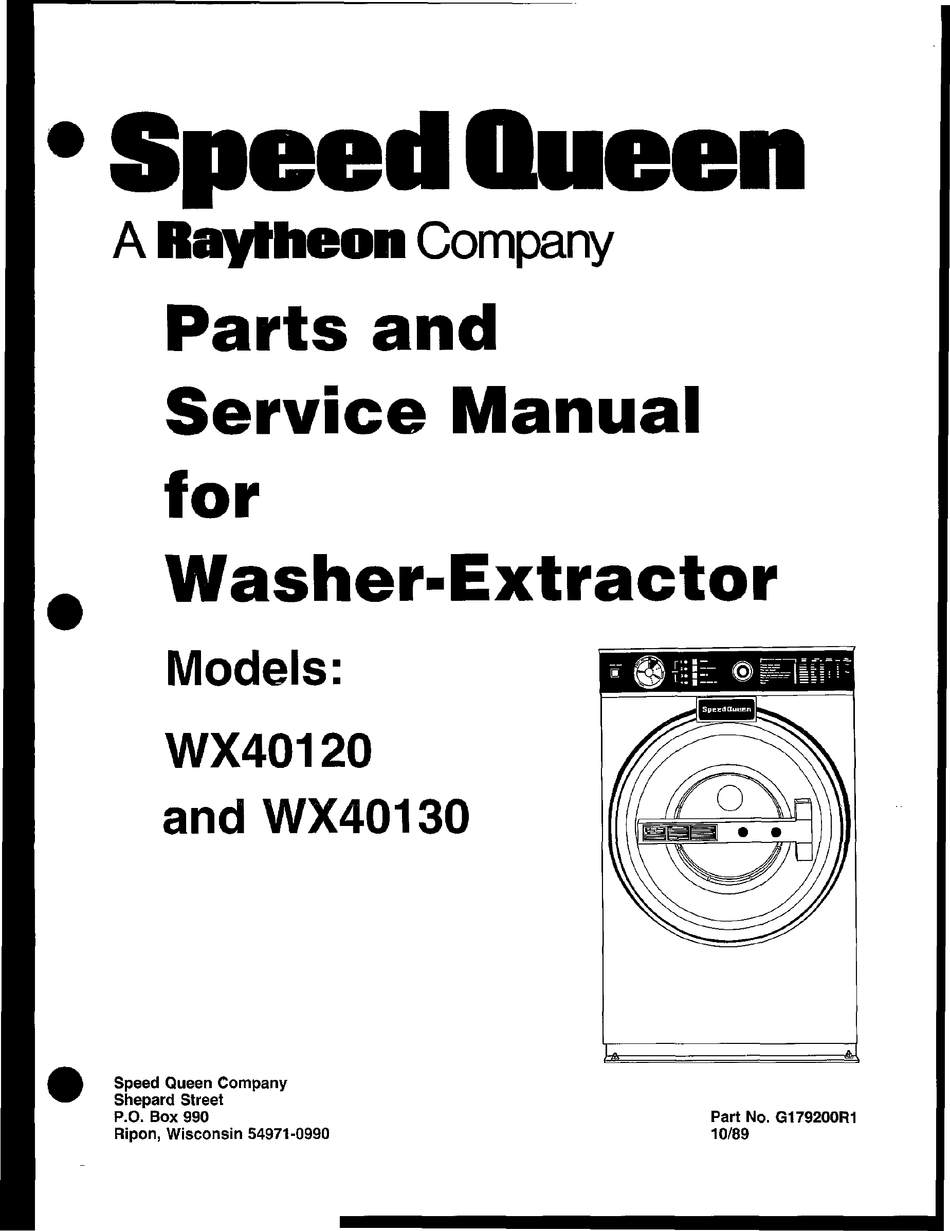 SPEED QUEEN WX40120 PARTS AND SERVICE MANUAL Pdf Download ManualsLib
