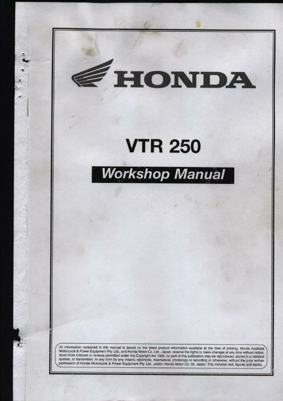 HONDA VTR 250 WORKSHOP MANUAL Pdf Download | ManualsLib