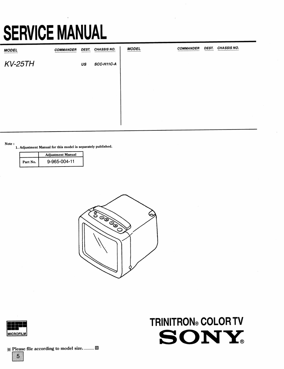 SONY KV-25TH TRINITRON SERVICE MANUAL Pdf Download | ManualsLib