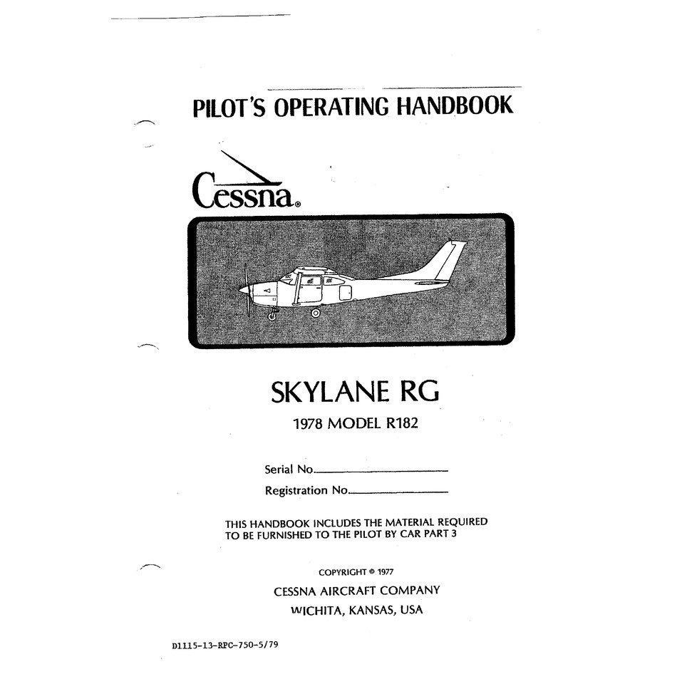 CESSNA 1978 SKYLANE RG R182 OPERATING HANDBOOK Pdf Download | ManualsLib