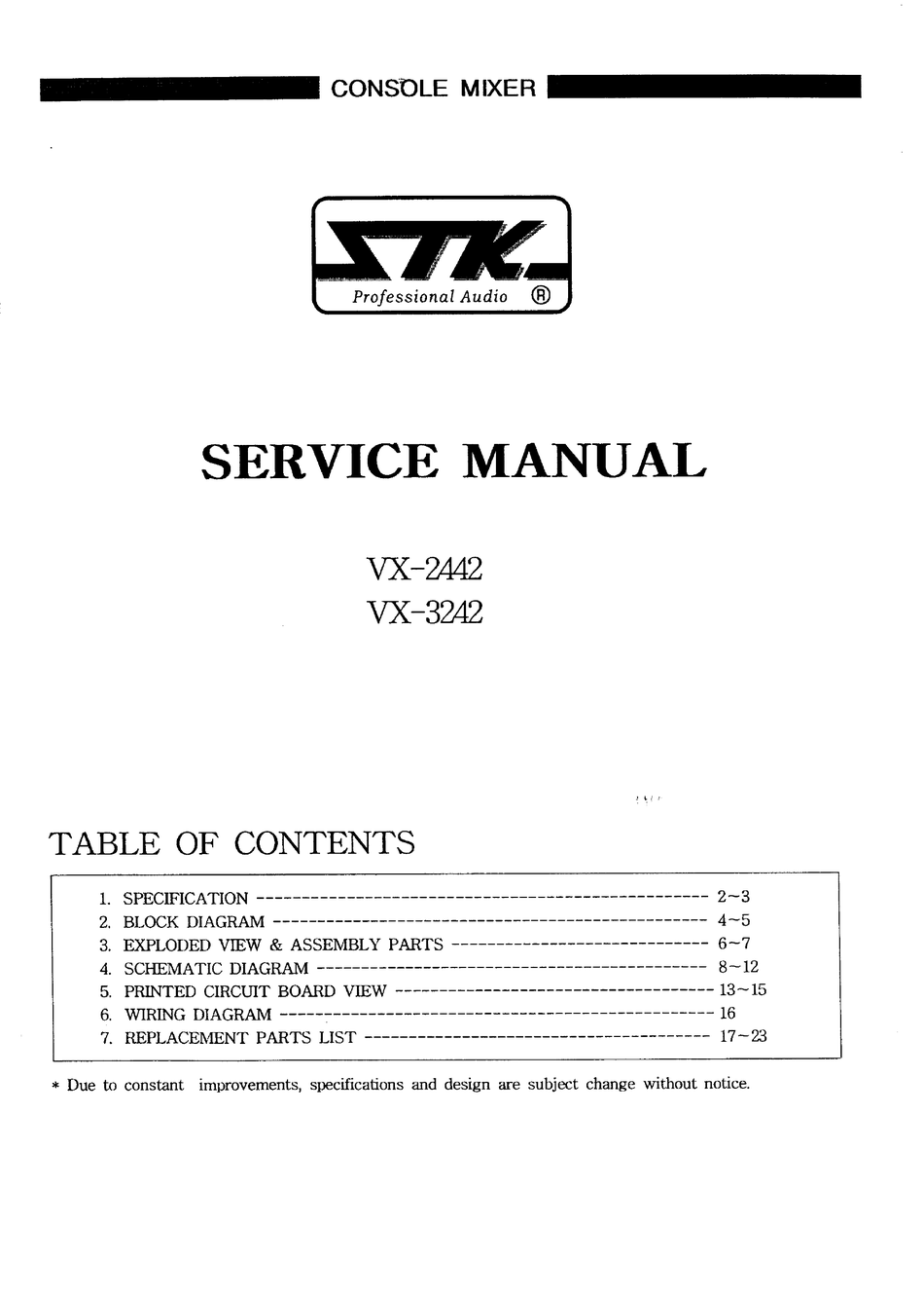 Stk Professional Audio Vx 2442 Service