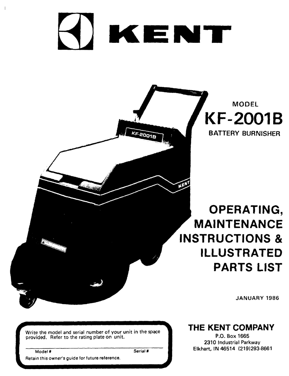 KENT KF 2001B OPERATING MAINTENANCE INSTRUCTIONS 