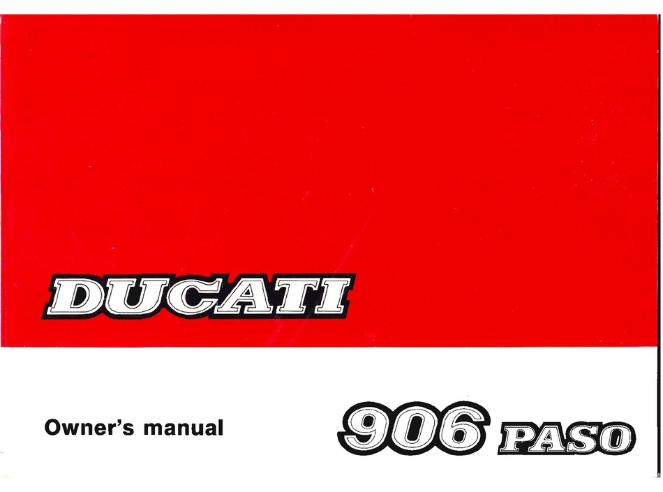 DUCATI 906 PASO OWNER'S MANUAL Pdf Download ManualsLib