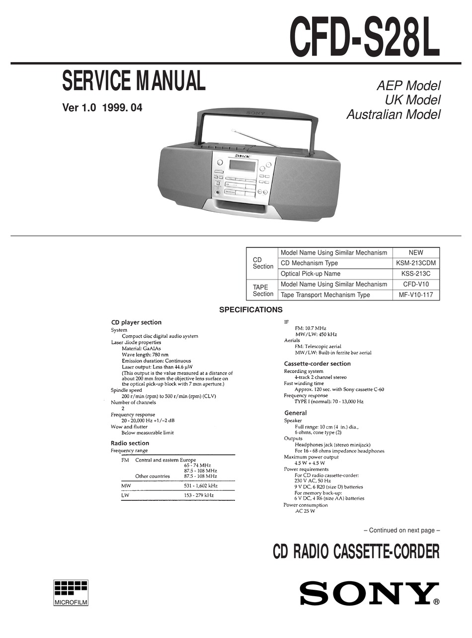 Sony cfd v30 схема