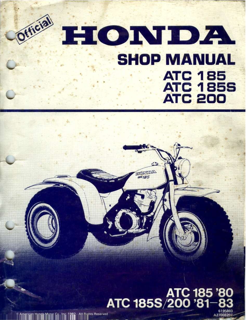 Clymer Réparation Manuel M326-1980-1986 Honda Atc 185 200 