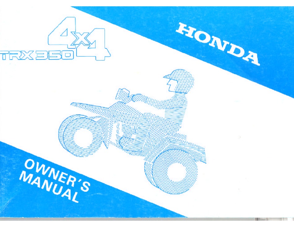 HONDA 1986 TRX350 4X4 OWNER'S MANUAL Pdf Download | ManualsLib