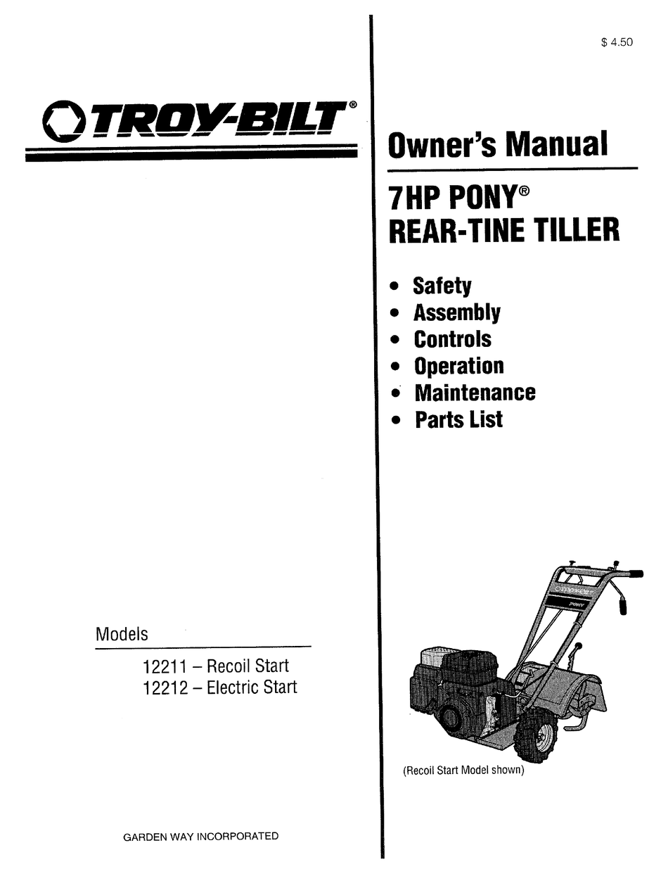 Troy bilt deals pony service manual