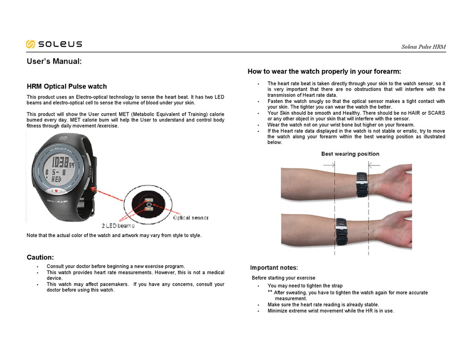SOLEUS WATCHES PULSE HRM USER MANUAL Pdf Download ManualsLib