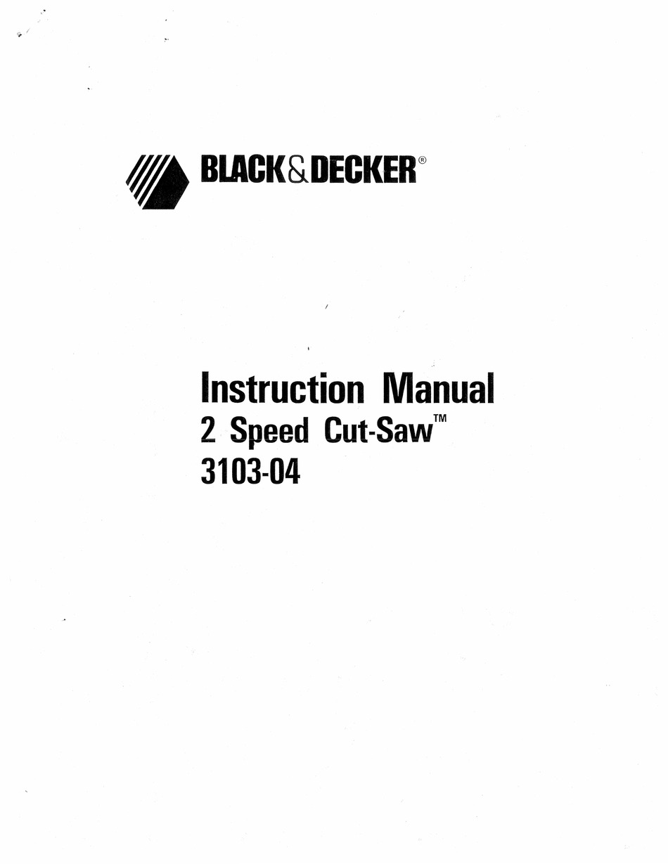 BLACK & DECKER 3103 Professional RECIPROCATING SAW 2 Speeds