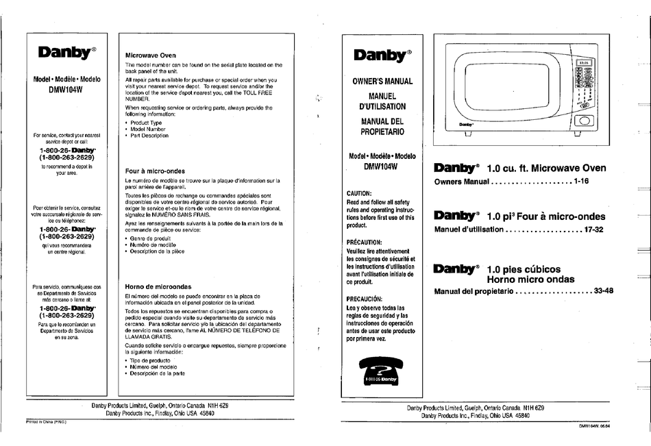 DANBY DMW104W OWNER'S MANUAL Pdf Download ManualsLib