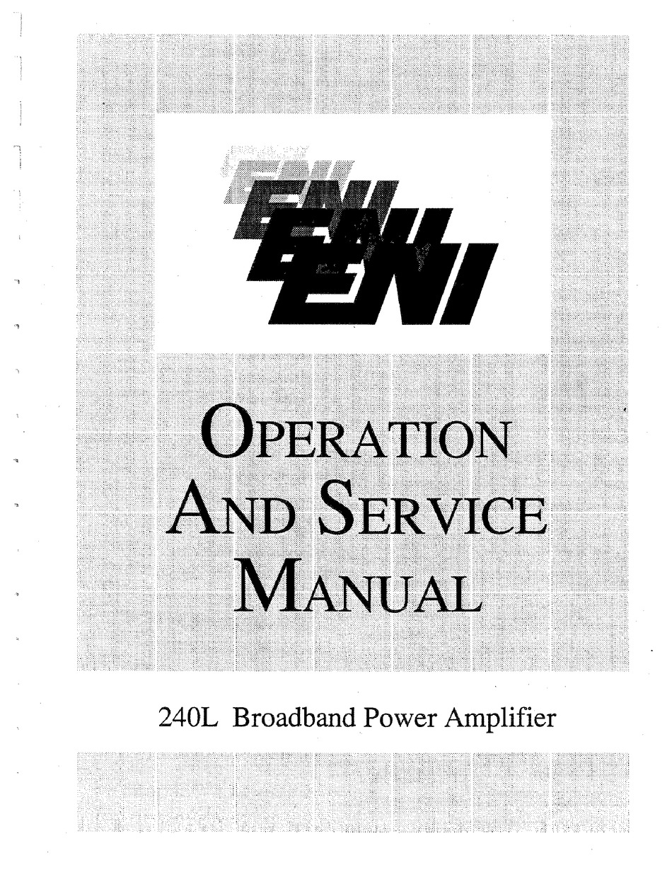 Eni 240l Operation And Service Manual Pdf Download Manualslib