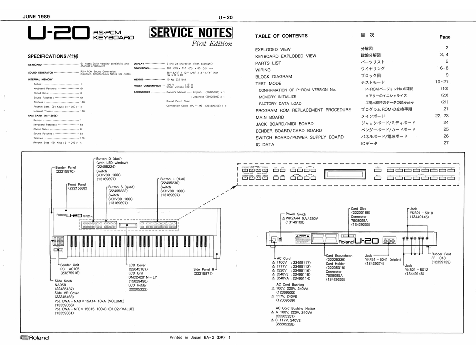 Roland U Service Notes Pdf Download Manualslib