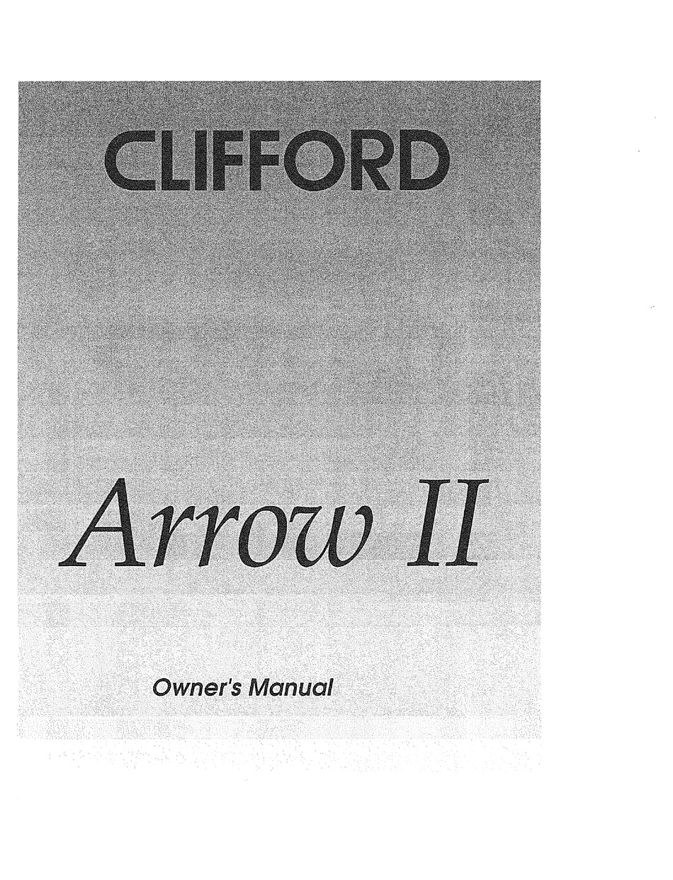 CLIFFORD ARROW II OWNER'S MANUAL Pdf Download | ManualsLib