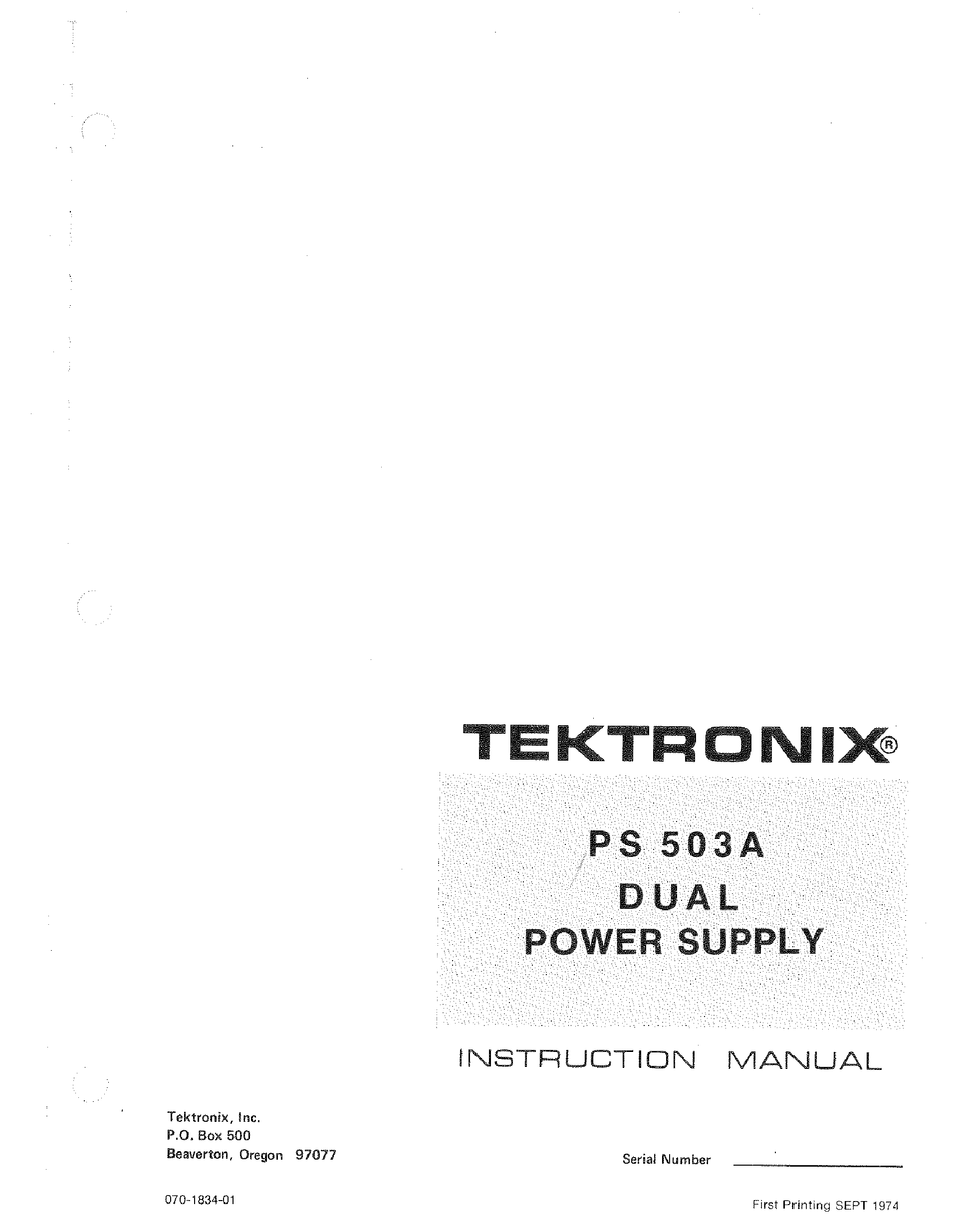 Operating & Service TEKTRONIX PS501 PS501-1 PS501-2 INSTRUCTION MANUAL 