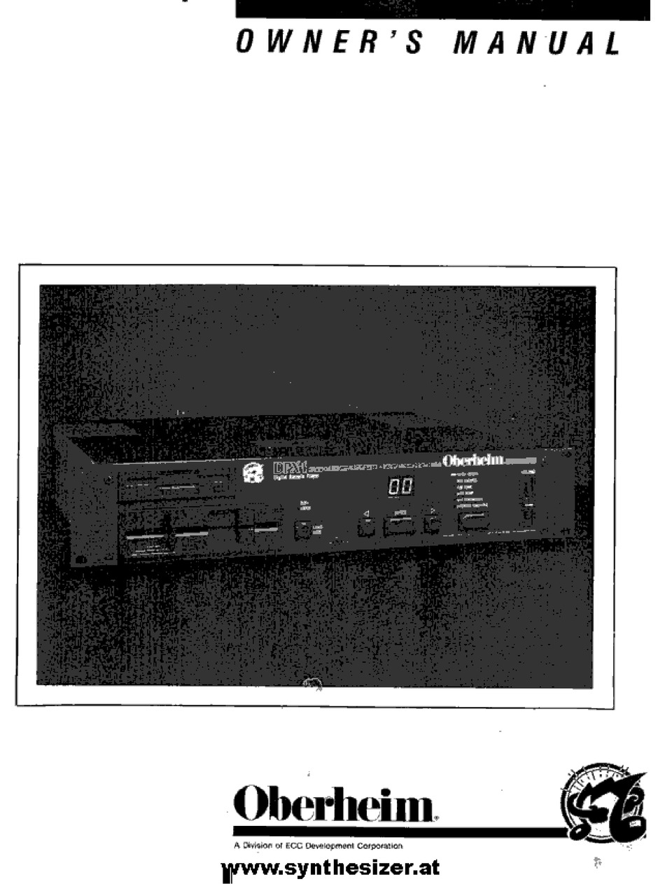 Oberheim Dpx 1 Owner S Manual Pdf Download Manualslib
