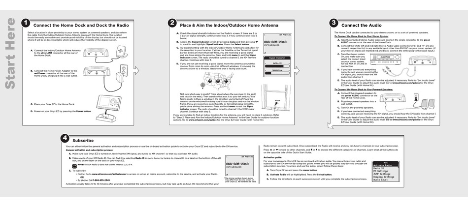 SIRIUS XM RADIO ONYX EZ QUICK START MANUAL Pdf Download | ManualsLib